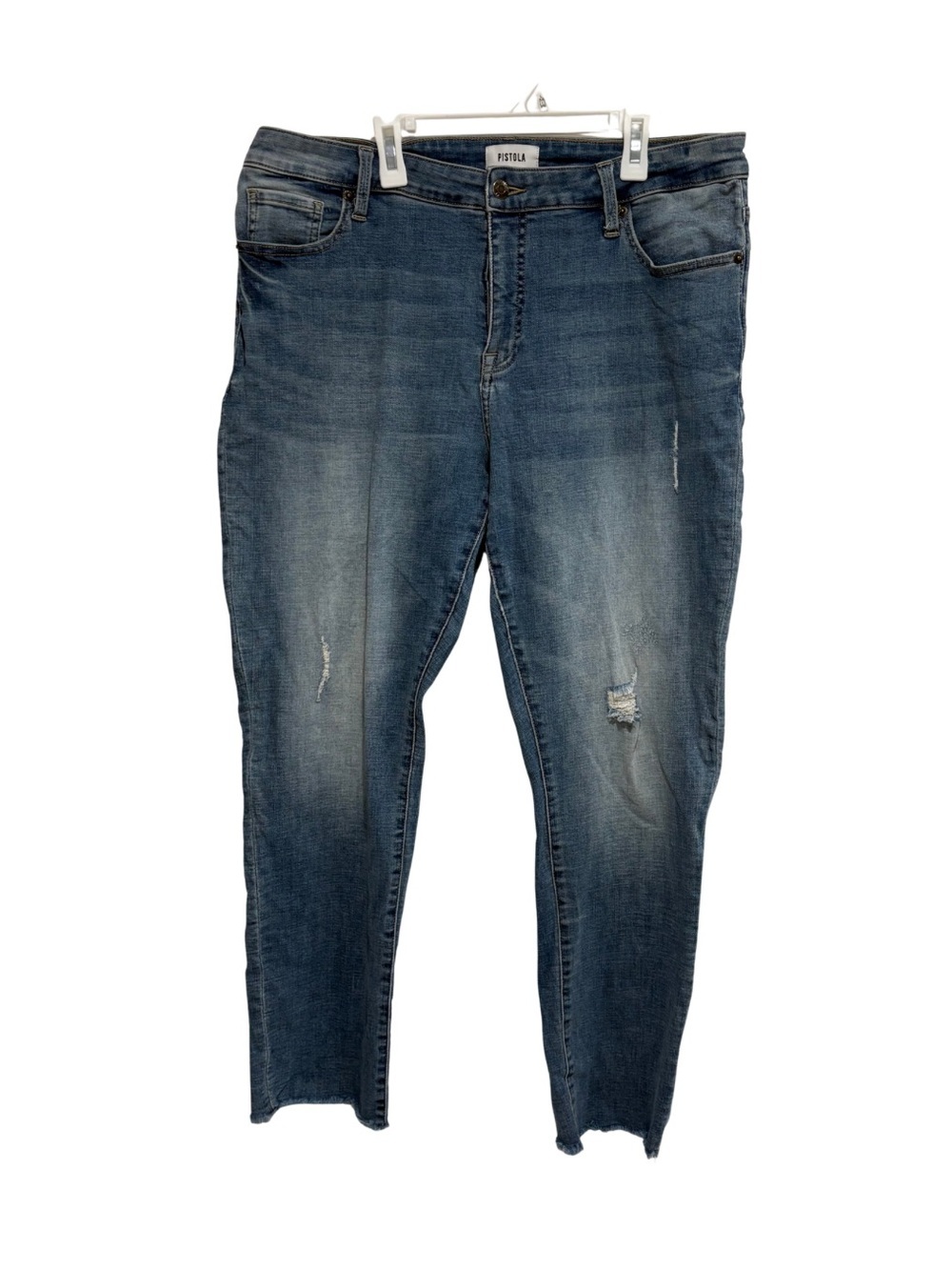 Pistola Jeans Womens Size 16‎ Blue Skinny Ankle Distressed Mid Rise Pants Denim